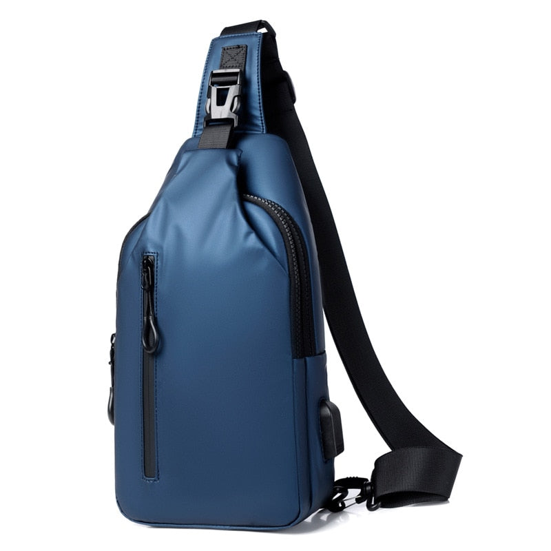 Korean City Waterproof USB Charging Crossbody Bag - Image 9